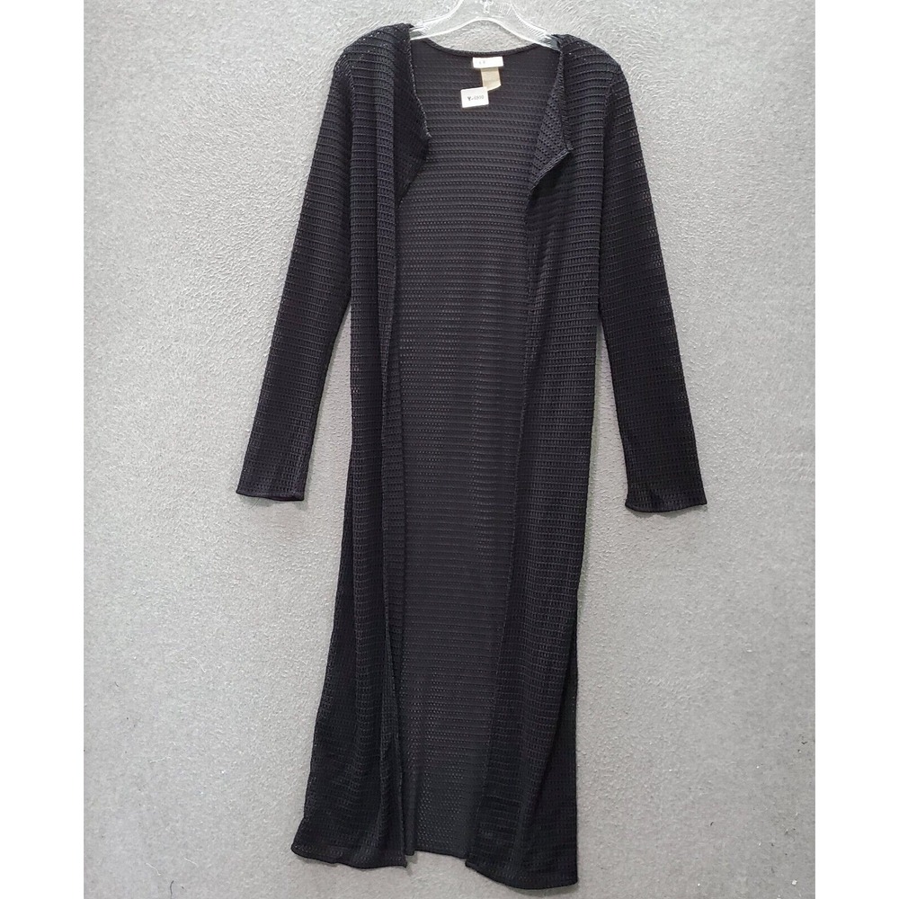Mercury Women Sweater Medium Black Vintage Cardigan Long Open Front Knit Casual‎